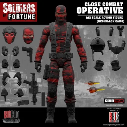 Soldiers of Fortune Close Combat Operative ( Red/Black ) 1/12 Scale Figure